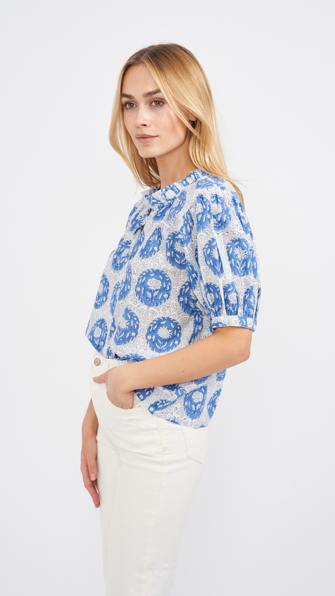 Abby Top - Blue White Multi