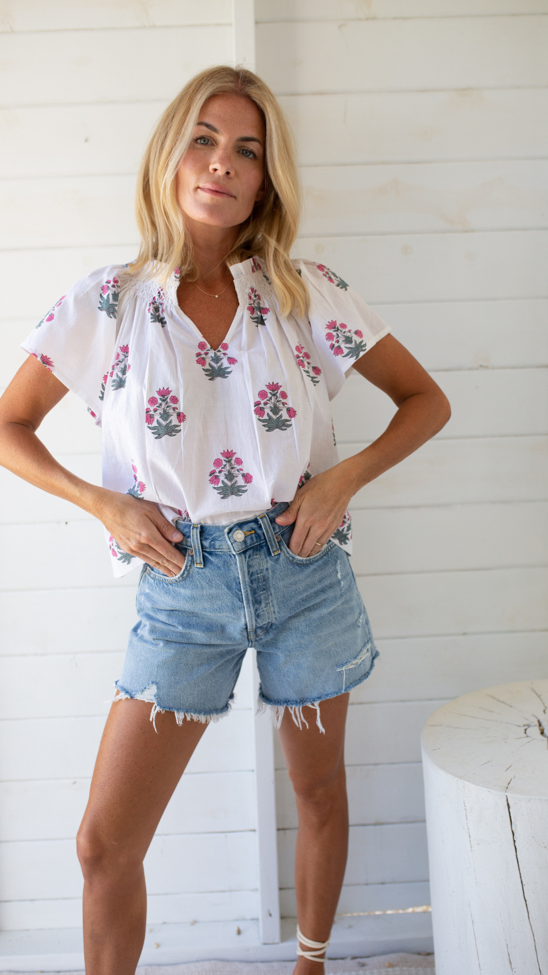 Cecelia Top - Beach Rose Floral