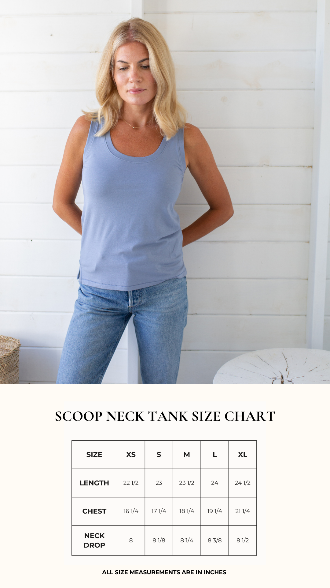 Soft Tee Scoop Tank - Blue Hydrangea