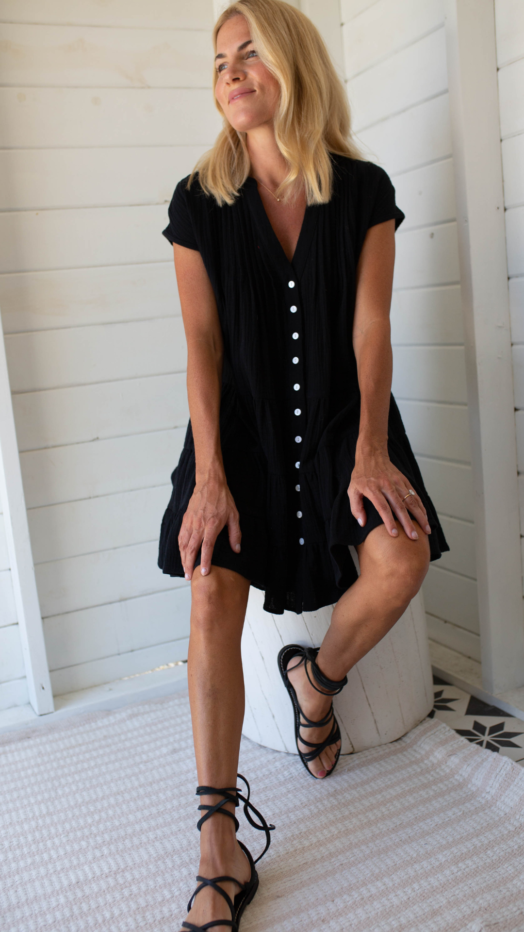 Mackenzie Gauze Coverup - Black