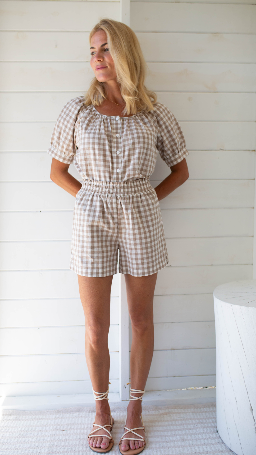 Everly Top - Dune Gingham