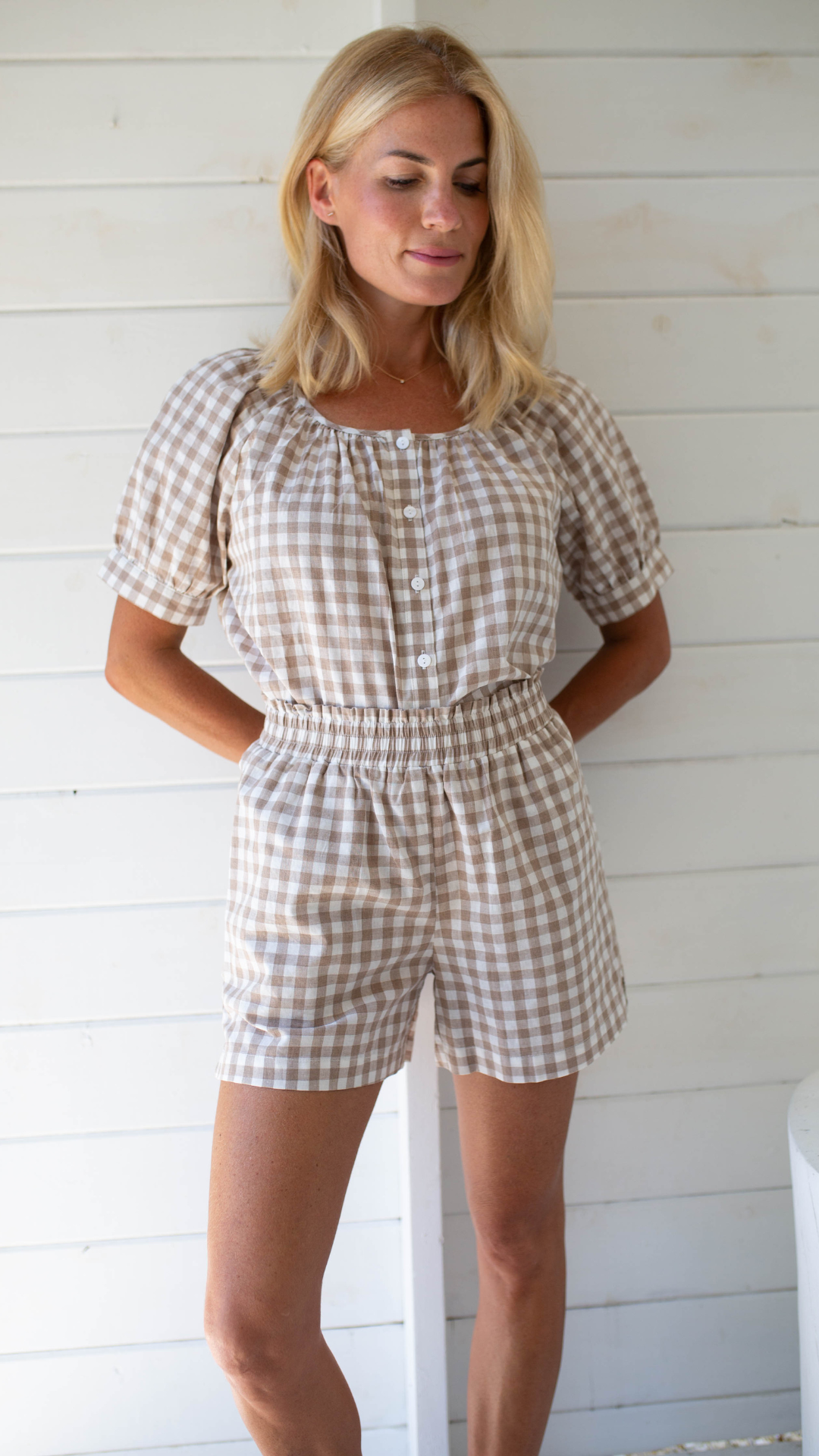 Everly Top - Dune Gingham