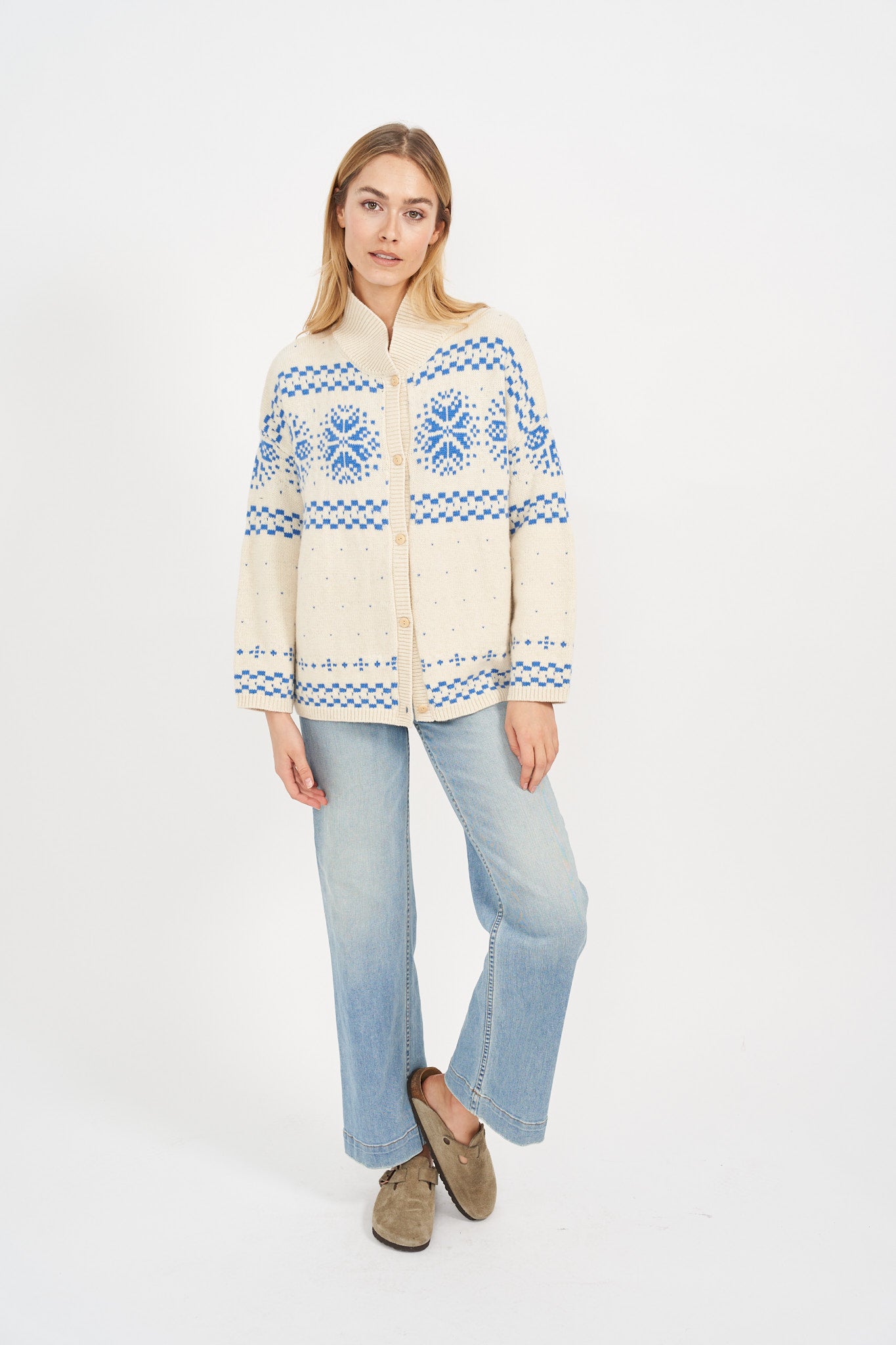 Elin Sweater - Blue/Ivory