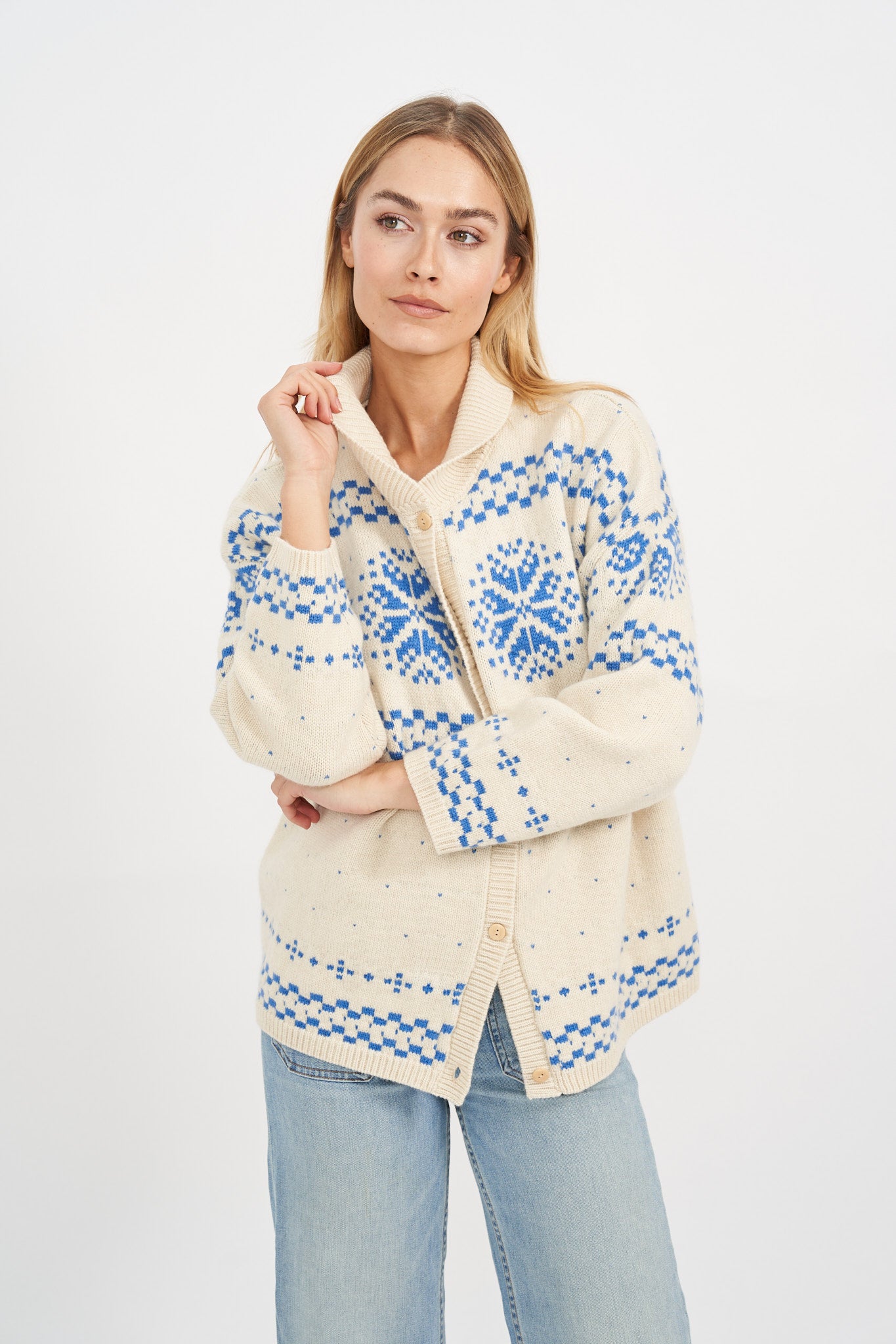 Elin Sweater - Blue/Ivory