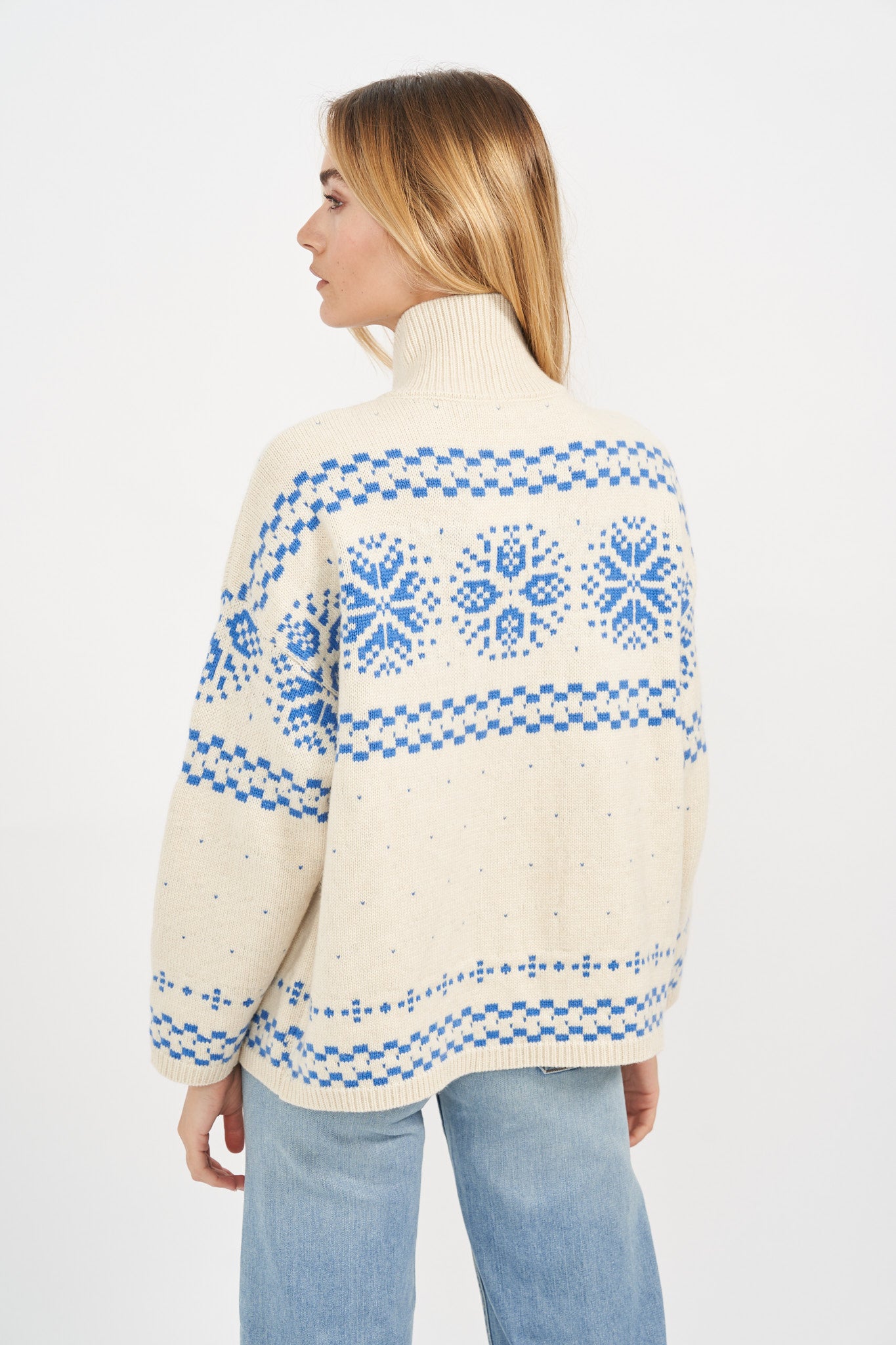 Elin Sweater - Blue/Ivory