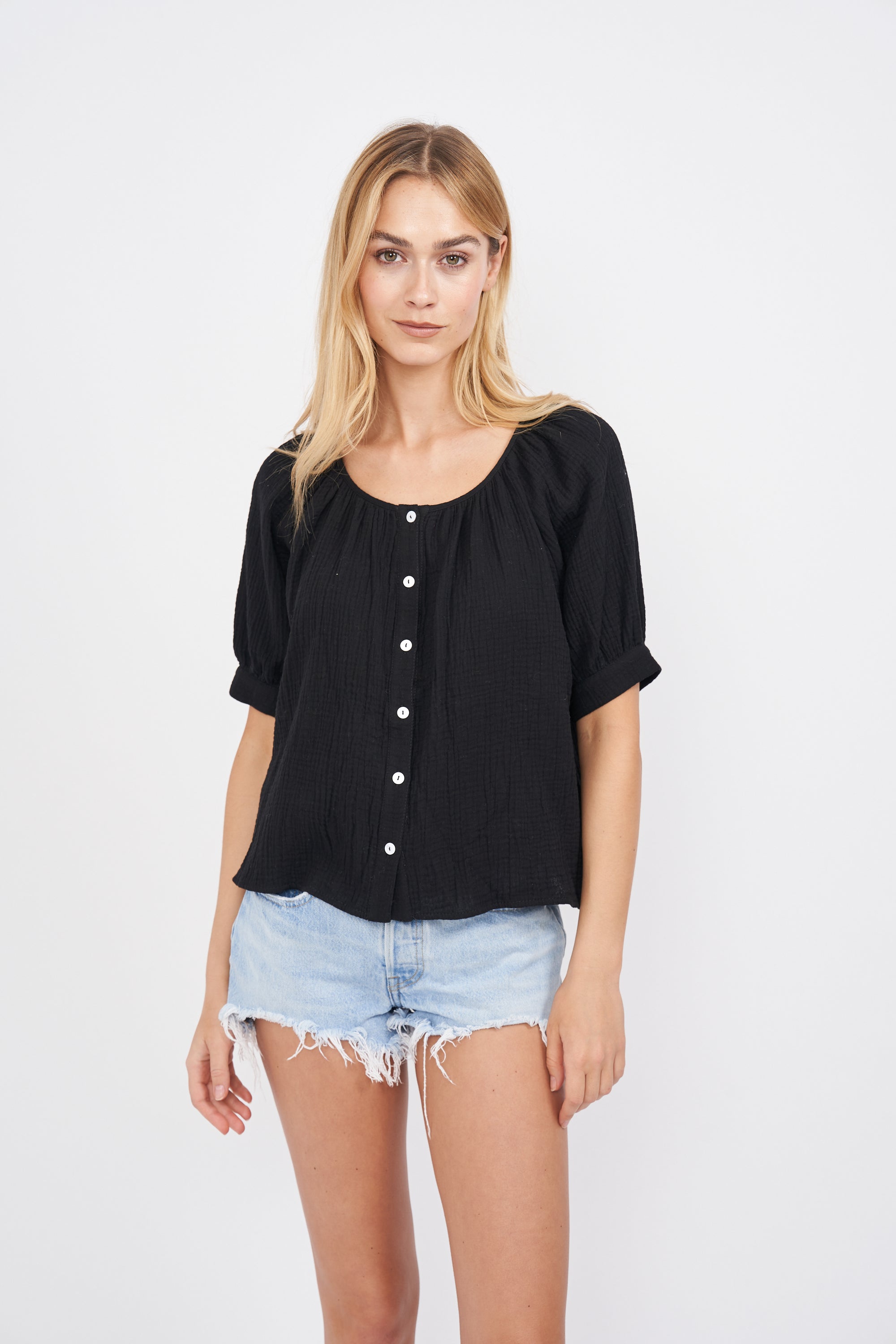 Everly Gauze Top - Black