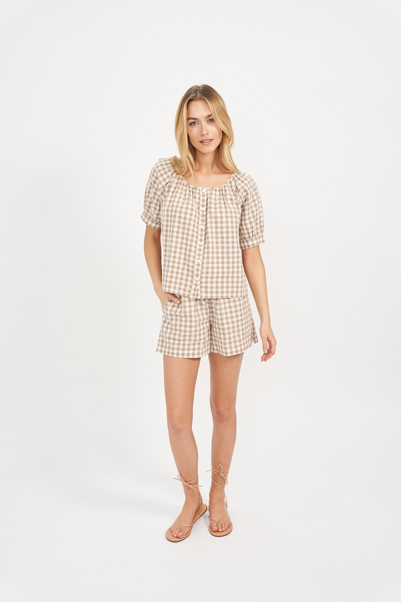 Everly Top - Dune Gingham