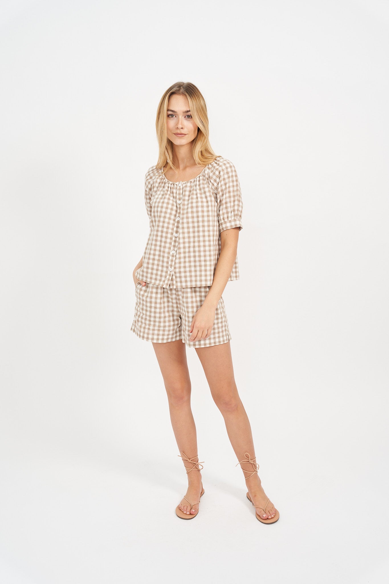 Everly Top - Dune Gingham