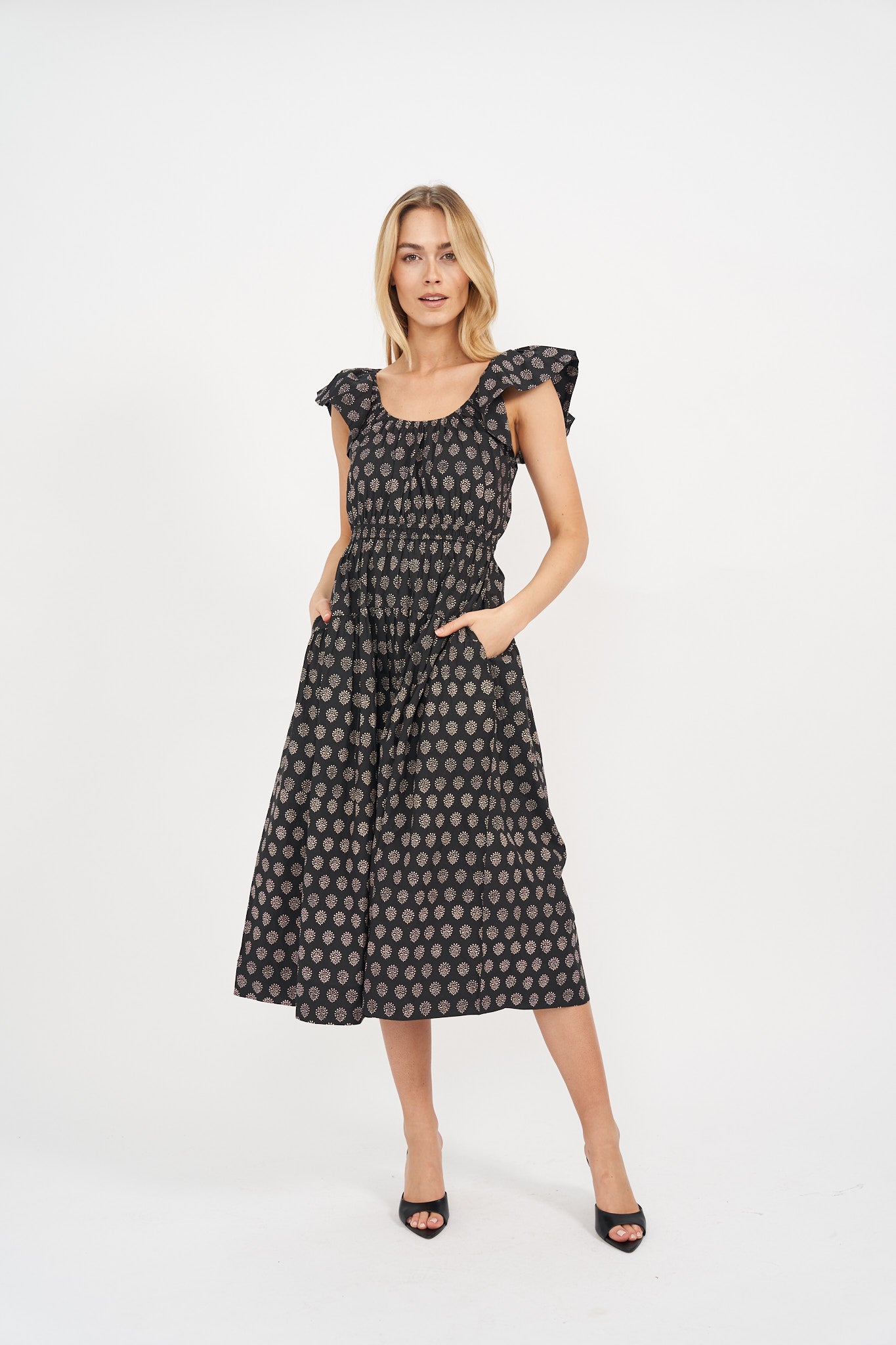 Jane Dress - Black Mini Meadow