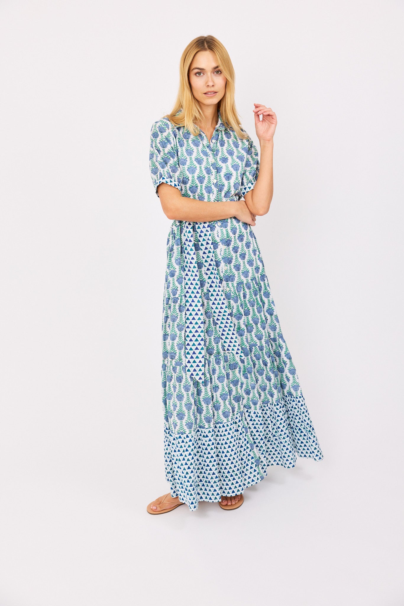 Short Sleeve Maxi - Blue Tulip