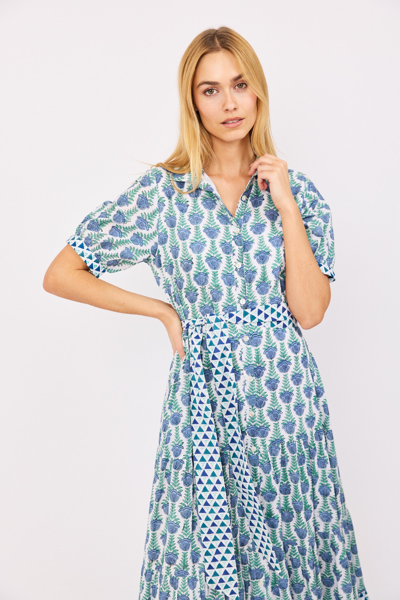 Short Sleeve Maxi - Blue Tulip