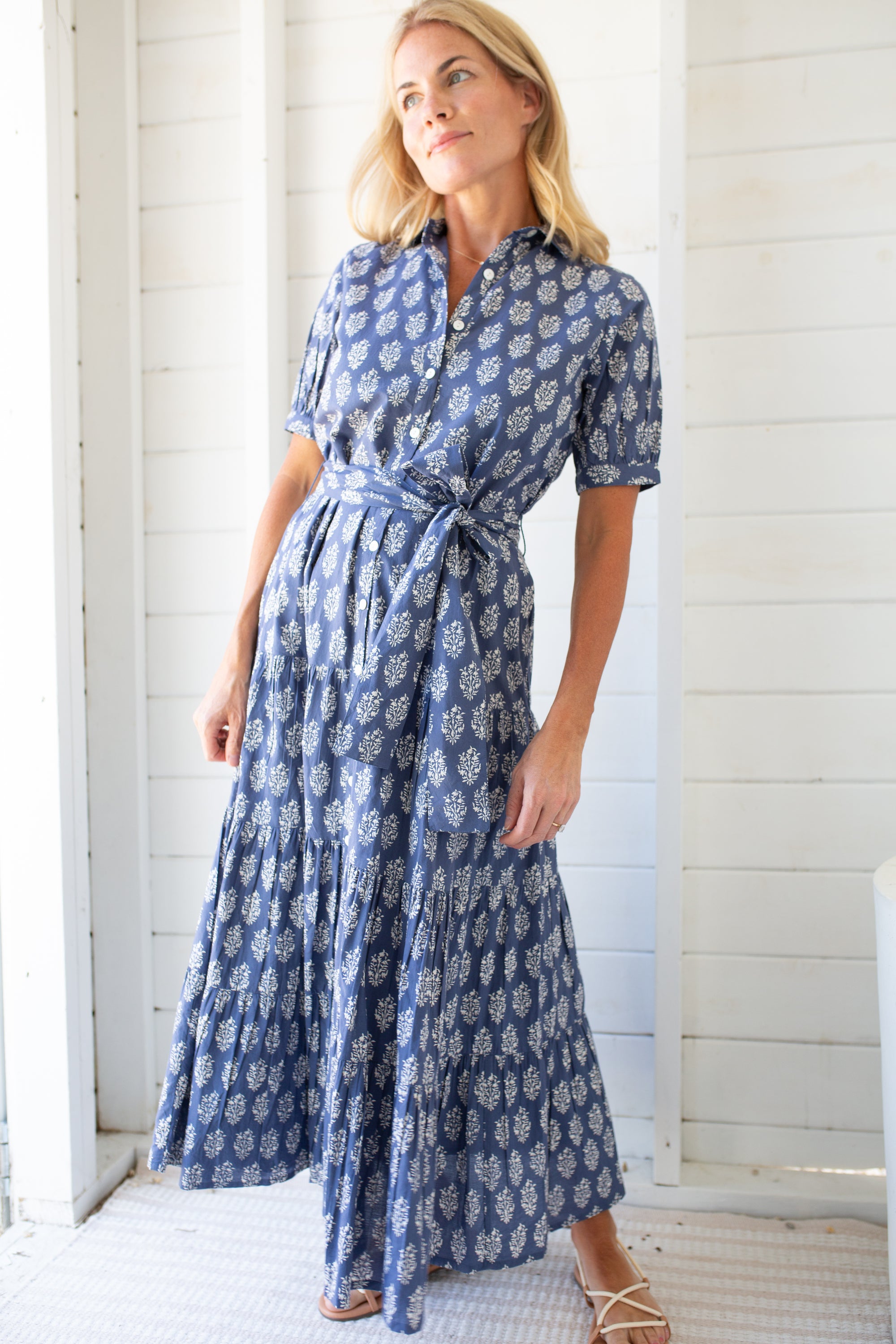 Short Sleeve Maxi Dress - Blue Indigo