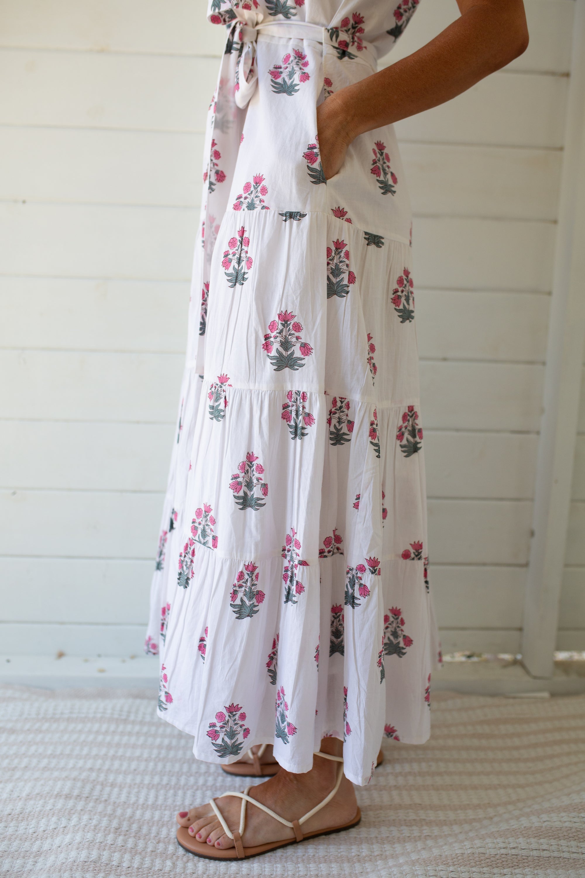 Short Sleeve Maxi Dress - Beach Rose Floral