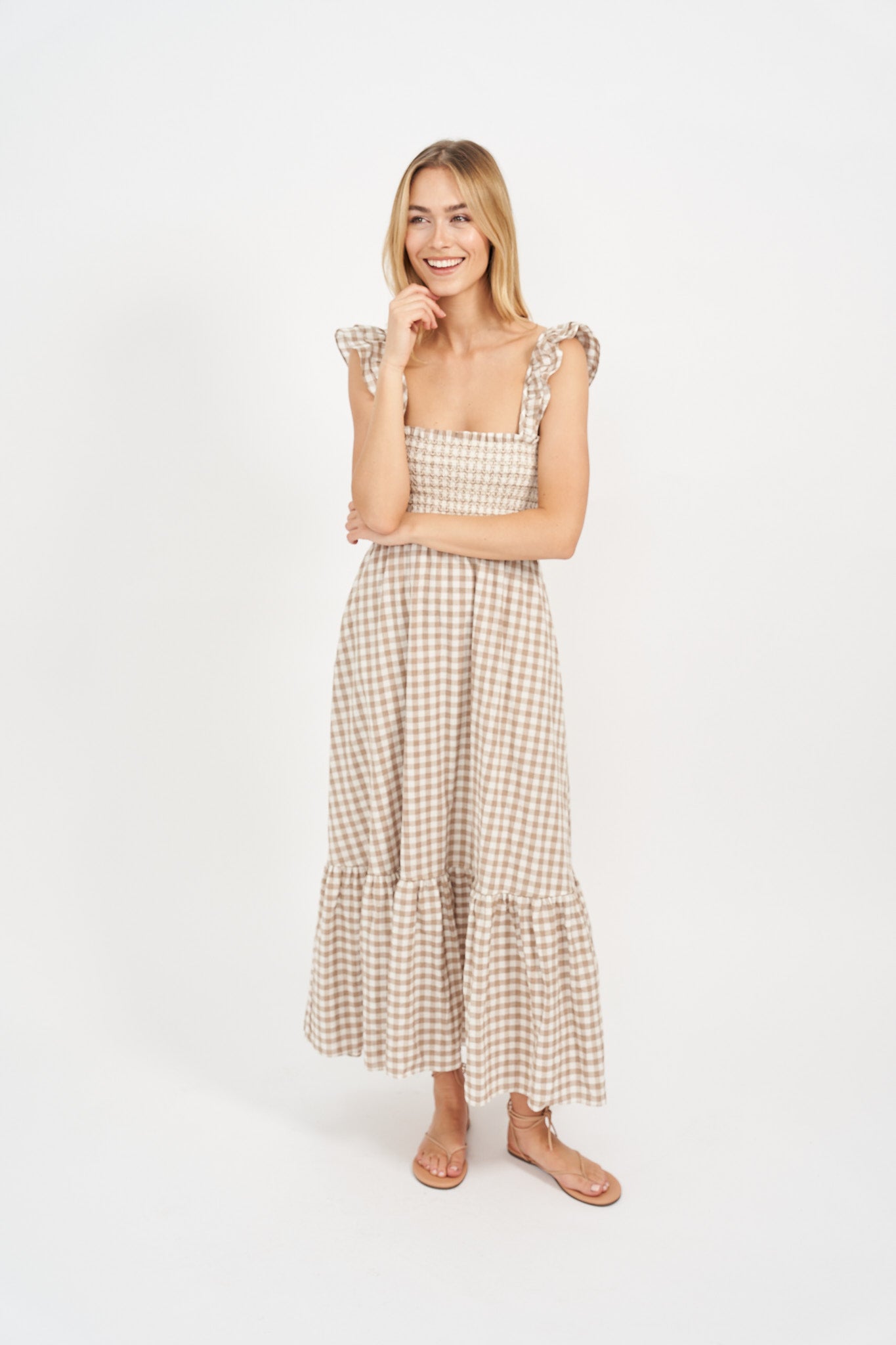 Sasco Dress - Dune Gingham