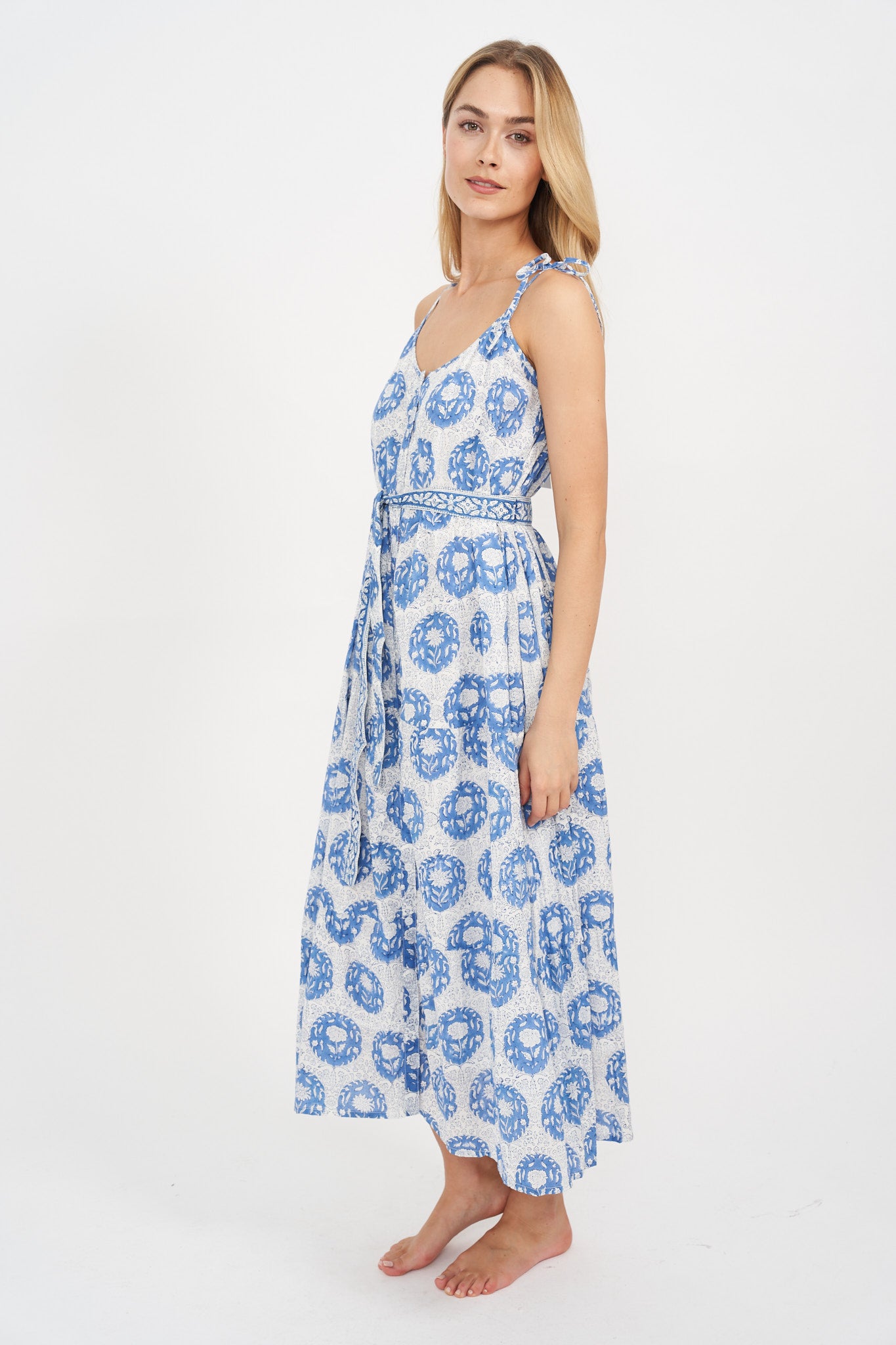 Siesta Dress - Blue White Multi