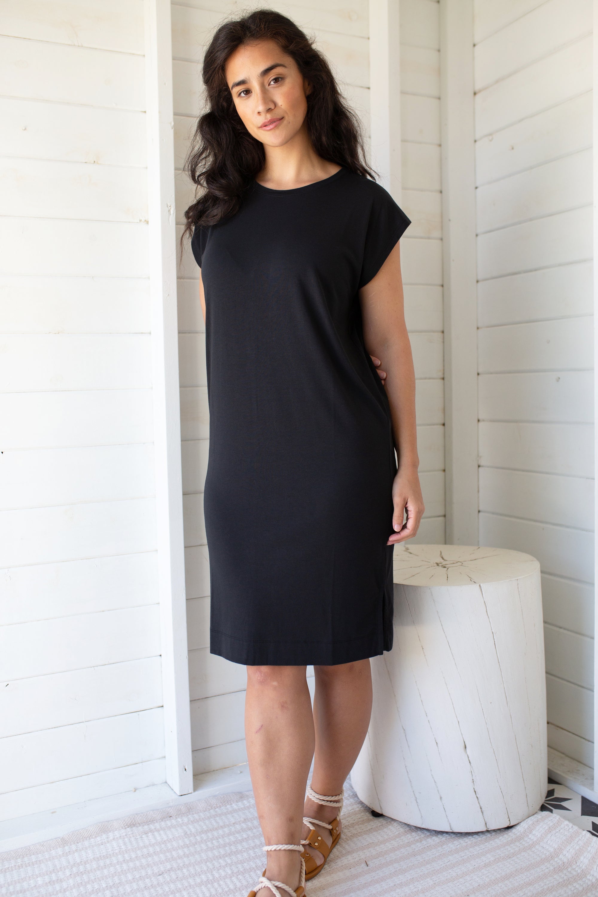 Soft Tee Midi Dress - Black