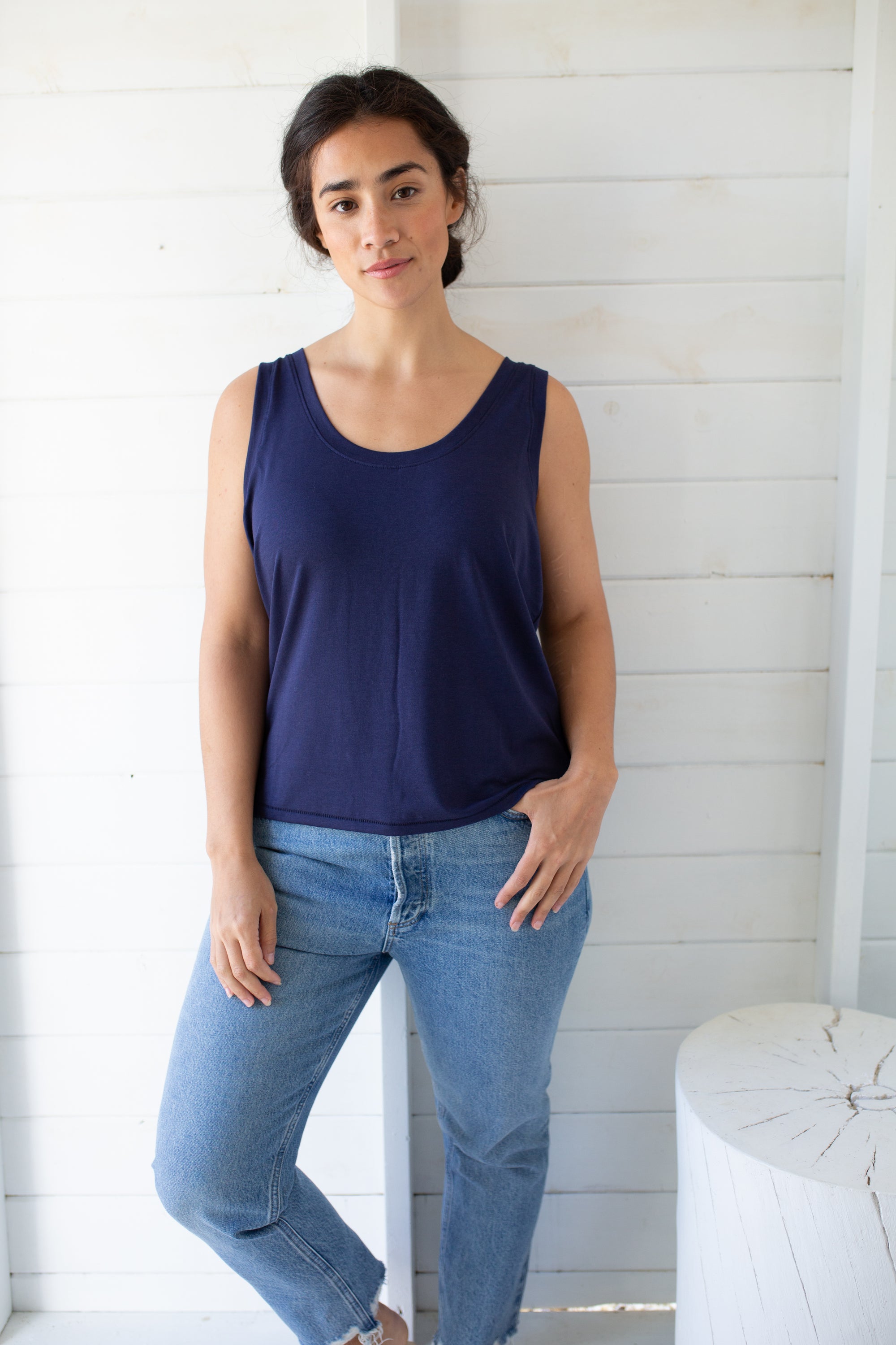 Soft Tee Scoop Tank - Evening Blue